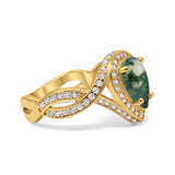 Pear Teardrop Natural Stone Twisted Ring