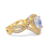 Pear Teardrop Natural Stone Twisted Ring