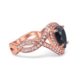 Pear Teardrop Natural Stone Twisted Ring