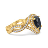Pear Teardrop Natural Stone Twisted Ring