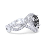 Pear Teardrop Natural Stone Twisted Ring