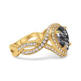Pear Teardrop Natural Stone Twisted Ring