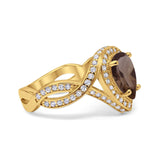Pear Teardrop Natural Stone Twisted Ring