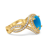 Pear Teardrop Natural Stone Twisted Ring