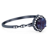 Vintage Style Round Natural Stone Floral Ring