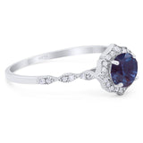 Vintage Style Round Natural Stone Floral Ring