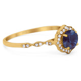 Vintage Style Round Natural Stone Floral Ring