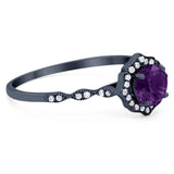 Vintage Style Round Natural Stone Floral Ring