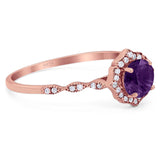 Vintage Style Round Natural Stone Floral Ring