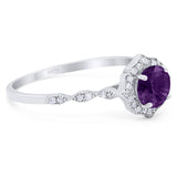 Vintage Style Round Natural Stone Floral Ring