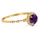 Vintage Style Round Natural Stone Floral Ring