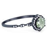 Vintage Style Round Natural Stone Floral Ring