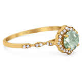 Vintage Style Round Natural Stone Floral Ring