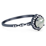 Vintage Style Round Natural Stone Floral Ring