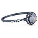 Vintage Style Round Natural Stone Floral Ring