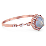 Vintage Style Round Natural Stone Floral Ring