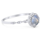 Vintage Style Round Natural Stone Floral Ring