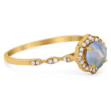 Vintage Style Round Natural Stone Floral Ring