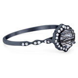 Vintage Style Round Natural Stone Floral Ring