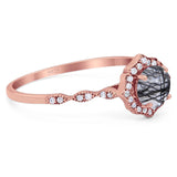 Vintage Style Round Natural Stone Floral Ring