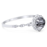 Vintage Style Round Natural Stone Floral Ring