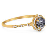 Vintage Style Round Natural Stone Floral Ring