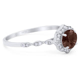 Vintage Style Round Natural Stone Floral Ring