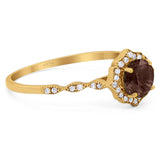 Vintage Style Round Natural Stone Floral Ring