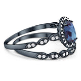 Two Piece Oval Natural Stone Bridal Ring