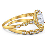Two Piece Oval Natural Stone Bridal Ring