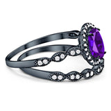 Two Piece Oval Natural Stone Bridal Ring