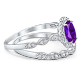 Two Piece Oval Natural Stone Bridal Ring