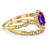 Two Piece Oval Natural Stone Bridal Ring