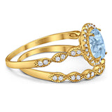 Two Piece Oval Natural Stone Bridal Ring