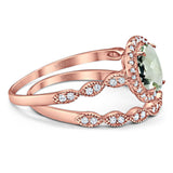 Two Piece Oval Natural Stone Bridal Ring