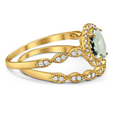 Two Piece Oval Natural Stone Bridal Ring