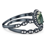 Two Piece Oval Natural Stone Bridal Ring