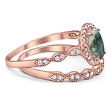 Two Piece Oval Natural Stone Bridal Ring
