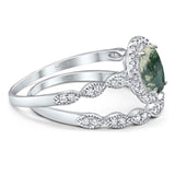 Two Piece Oval Natural Stone Bridal Ring