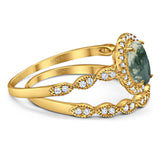 Two Piece Oval Natural Stone Bridal Ring