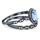Two Piece Oval Natural Stone Bridal Ring