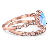 Two Piece Oval Natural Stone Bridal Ring