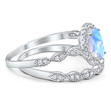 Two Piece Oval Natural Stone Bridal Ring