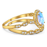 Two Piece Oval Natural Stone Bridal Ring