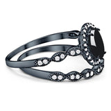 Two Piece Oval Natural Stone Bridal Ring