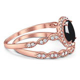 Two Piece Oval Natural Stone Bridal Ring