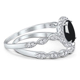 Two Piece Oval Natural Stone Bridal Ring