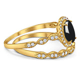 Two Piece Oval Natural Stone Bridal Ring
