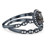 Two Piece Oval Natural Stone Bridal Ring
