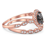 Two Piece Oval Natural Stone Bridal Ring